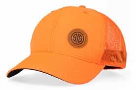 Blaze Orange Trucker Hat with Leather SIG Patch