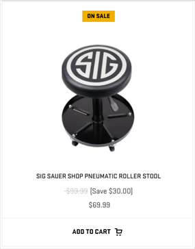 SIG SAUER SHOP PNEUMATIC ROLLER STOOL