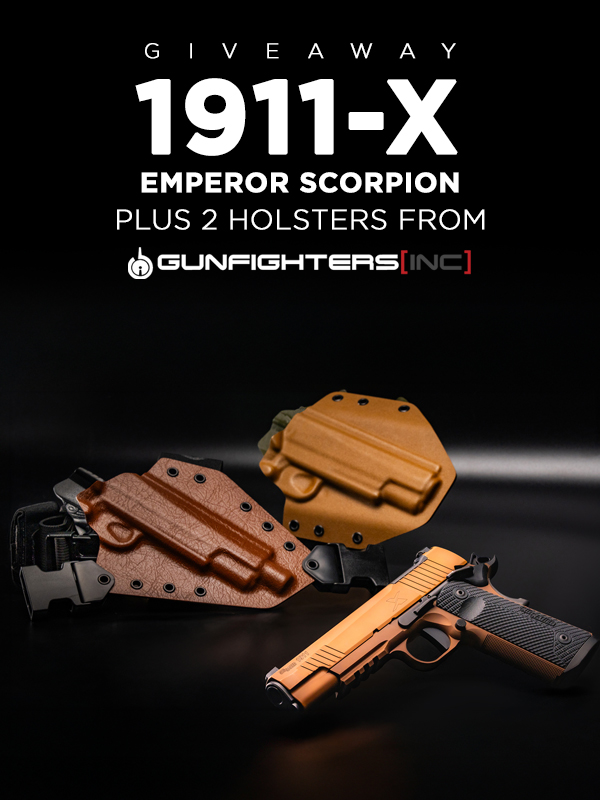 Enter Now for a Chance to Win a 1911-XFULL EMPEROR SCORPION and Two Holsters from GunfightersINC!