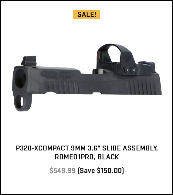 P320-XCOMPACT 9MM 3.6" SLIDE ASSEMBLY, ROMEO1PRO, BLACK
