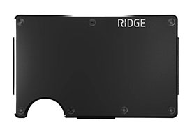 MATTE BLACK TITANIUM RIDGE WALLET WITH MONEY CLIP